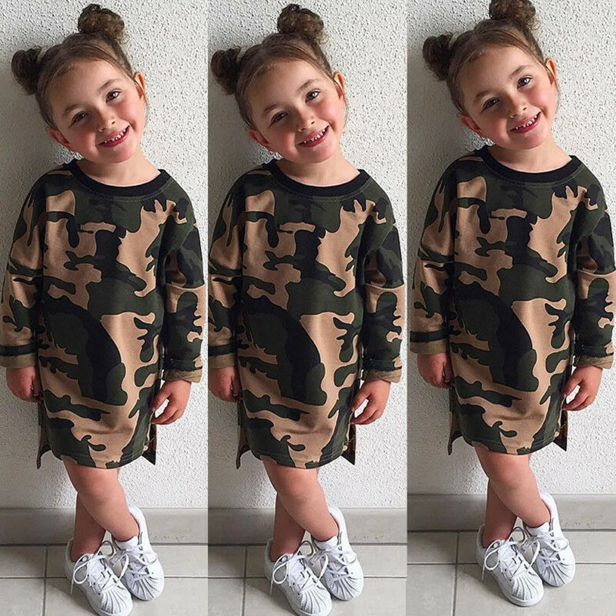 Pudcoco New Fashion Infant Baby Girls Camo Princess Party Dress Newborn Long Sleeve T shirt Winter Warm Clothes 0-3T
