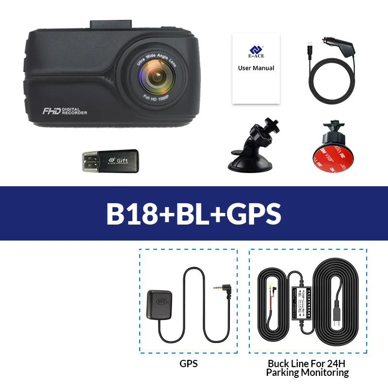E-ACE автомобиля DVR, gps трекер Камера Full HD 1080P Мини Ночное видение видео Регистраторы 170 градусов ADAS LDWS Dashcam Авто Регистратор