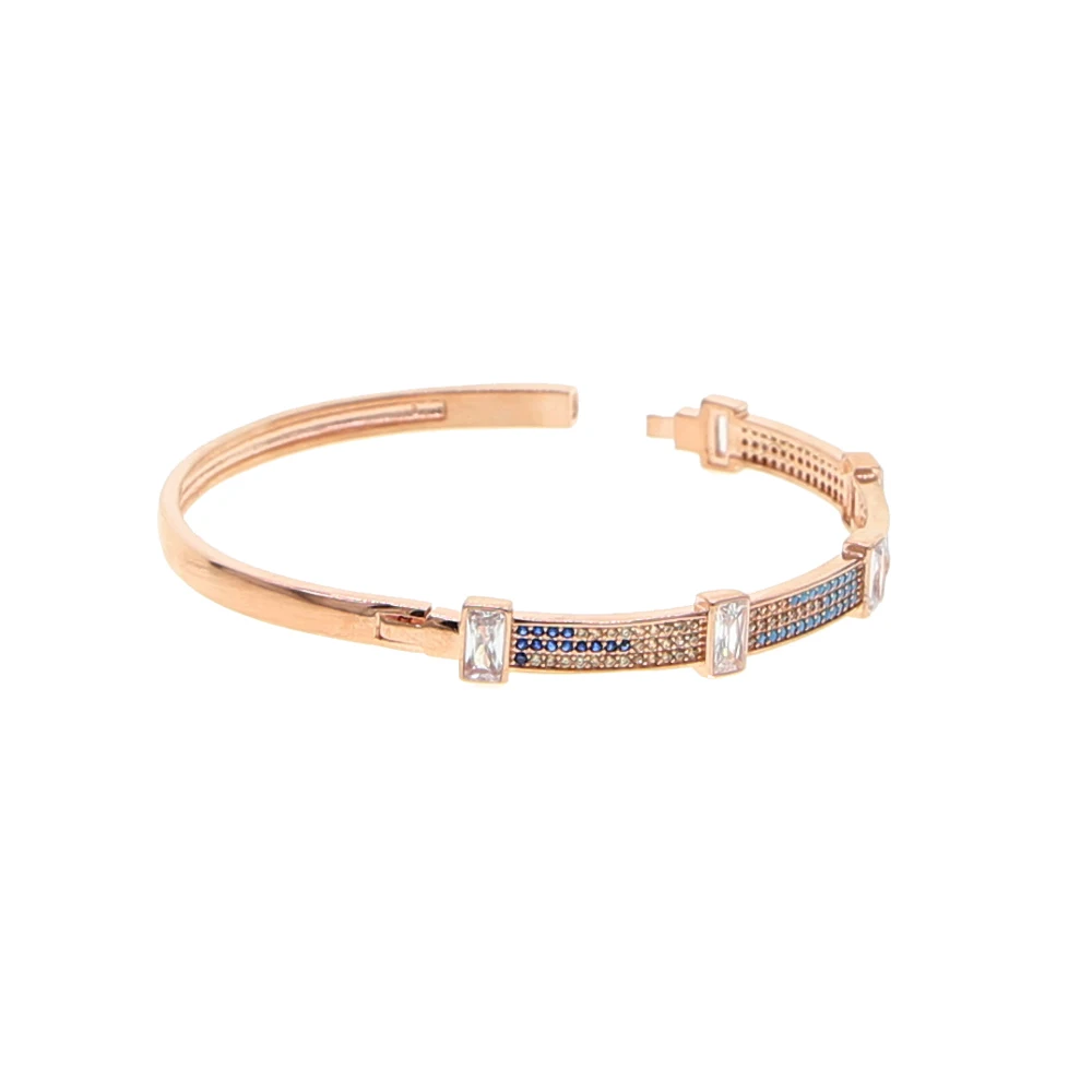 Розовый золотой цвет красный синий черный цветной маленький CZ камень браслет для