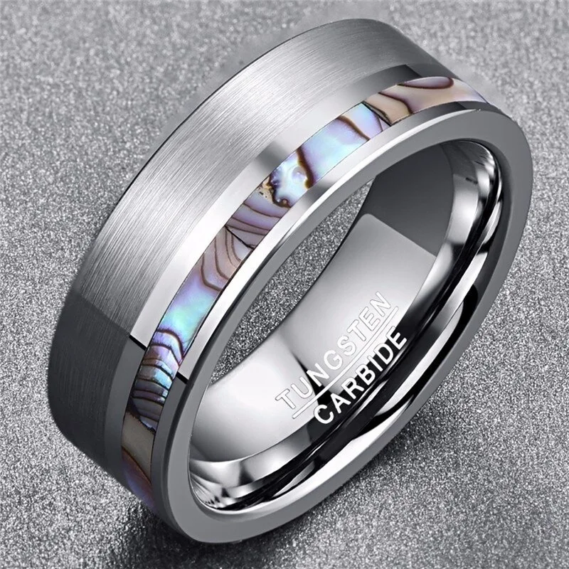 

Trendy Personalized Titanium Steel Men's Ring Shell Pattern Engagement Band for Male Unusual Gift Anel Concha Size 6 To 13