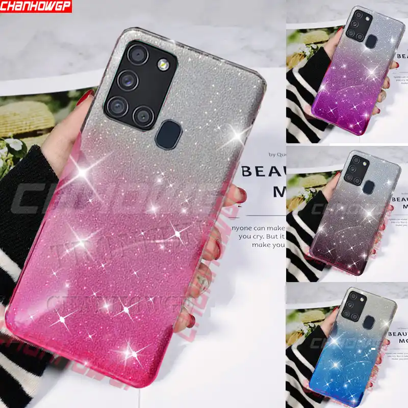 Glitter Soft TPU Case for Samsung Galaxy A21S Transpartent Bling Phone