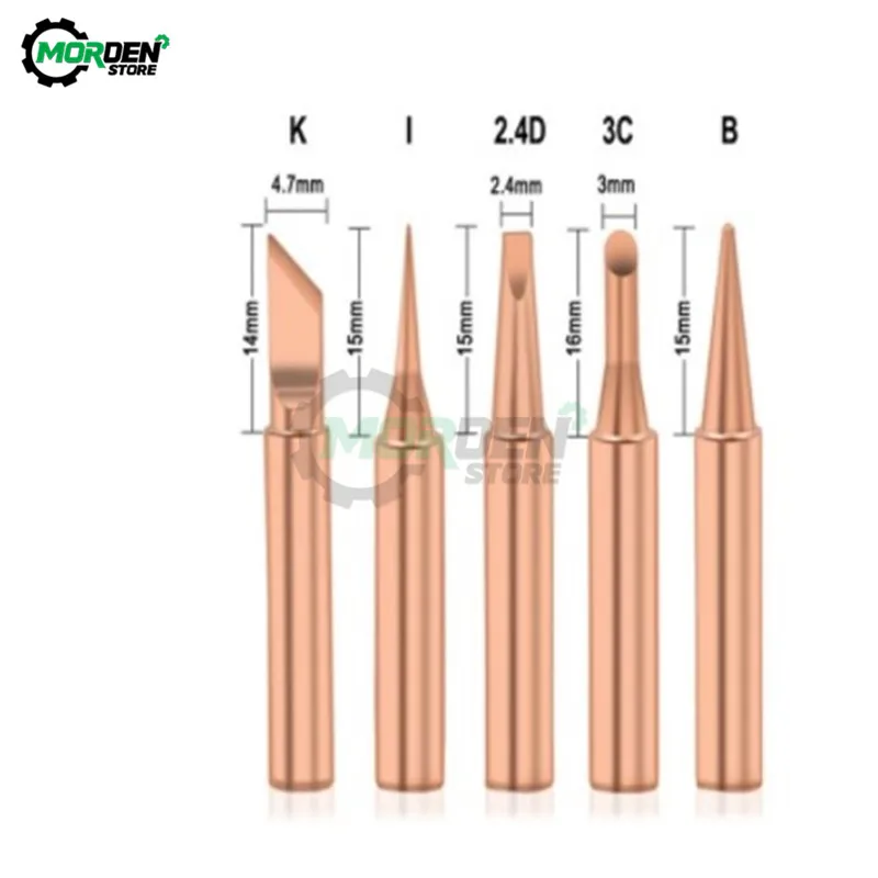 5pcs/6pcs  900M-T Pure Copper Soldering Iron Tip Lead-free Solder Tips Welding Head BGA Soldering Tool Dropship