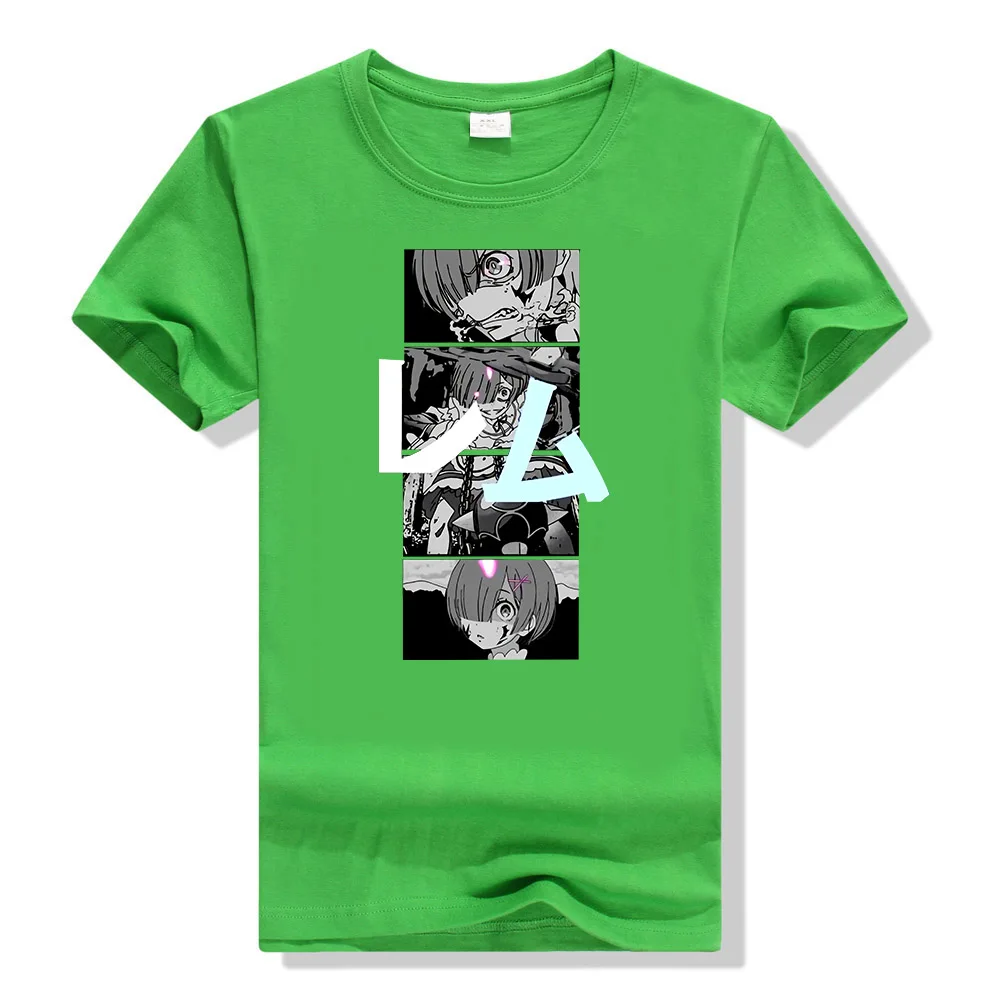 Legit Re Zero Rem демон они форма файтинга аниме аутентичная футболка Ts5Gwb Летний стиль повседневная одежда футболка - Цвет: Зеленый