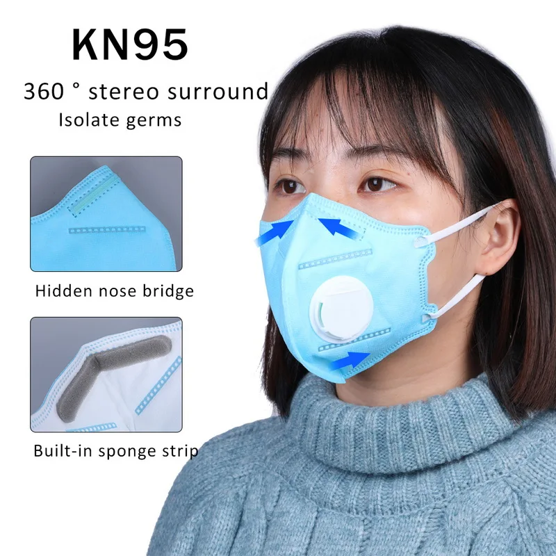 

1PCs KN95 Face Mask Dustproof Windproof Respirator Valve PM 2.5 Mask Anti Virus Anti-Pollution Daily Protective Equipment Sets