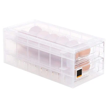 

Refrigerator Egg Storage Bin, Drawer Double-Layer Stackable Fridge Egg Organizer,Refrigerator Fresh-Keeping Box,Egg Tray