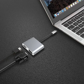 

New Hot USB C Hub USB3.1 Type-C to HDMI Adapter Dock with 4K HDMI VGA OTG PD Charge