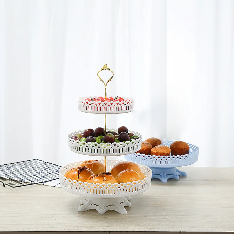 

European Style Three-layer Cake Rack Display Rack Multi-layer Tea Dessert Tray Fruit Plate Dessert Table Ornament Candy Plate