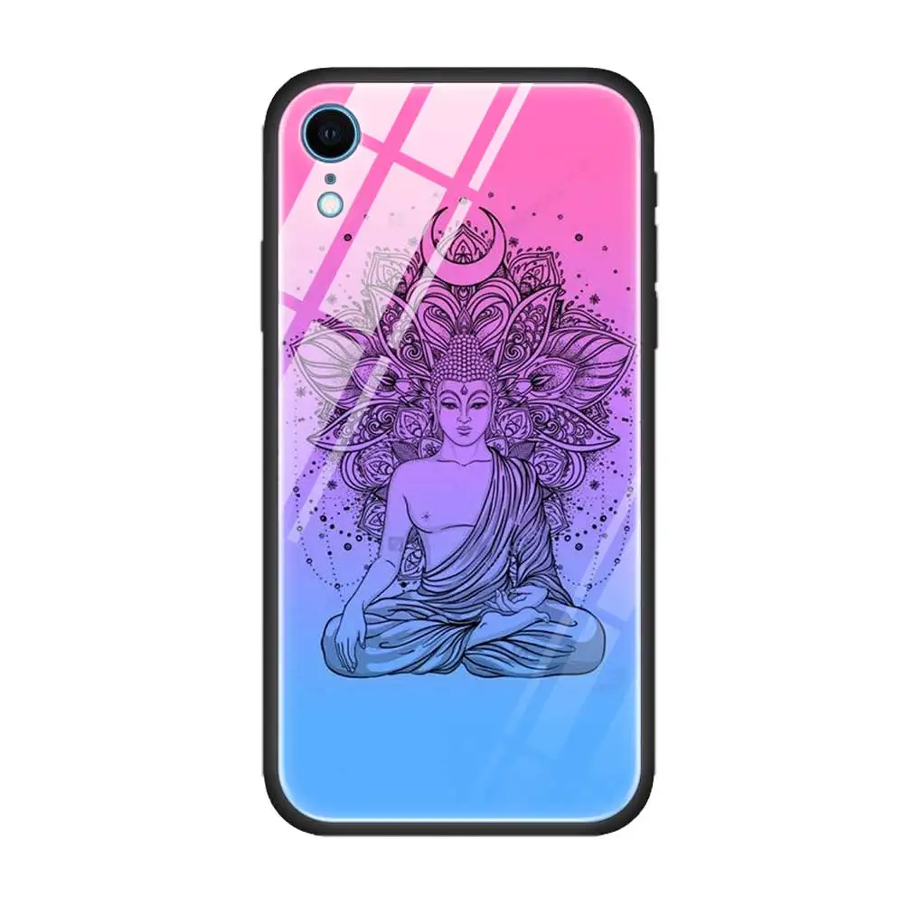 Чехол из закаленного стекла для Apple iPhone 8 7 6 6S Plus, чехол для iPhone 11 11Pro XS MAX XR X, жесткая задняя крышка из силикона, ТПУ, Hamsa - Цвет: T02