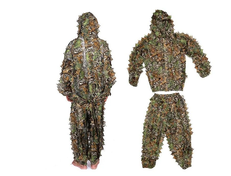 Details about   ROCEEEK 3D Leafy Camo Suit Hooded Ghillie Hunting Small-Medium Green Woodland 