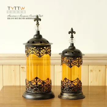 

Glass Yellow Candlestick for Tea Candle Rotary Spinning Rustic Nordic Styles Moroccan Candleholders Home Decor Night GG50zt