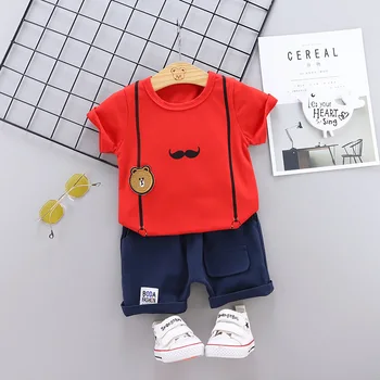 

Baby Children Clothing Set Casual Suit Baby Boys Girls Print T Shirt Bib Shorts 2Pcs/sets Kids Infant Clothes Toddler Sportswear