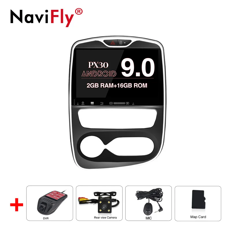 NaviFly 10,1 дюймов Android 9,0 автомобильный мультимедийный плеер для Renault Clio с Wifi gps навигацией Bluetooth 4+ 64G RDS стерео - Цвет: 2 16G Camera DVR