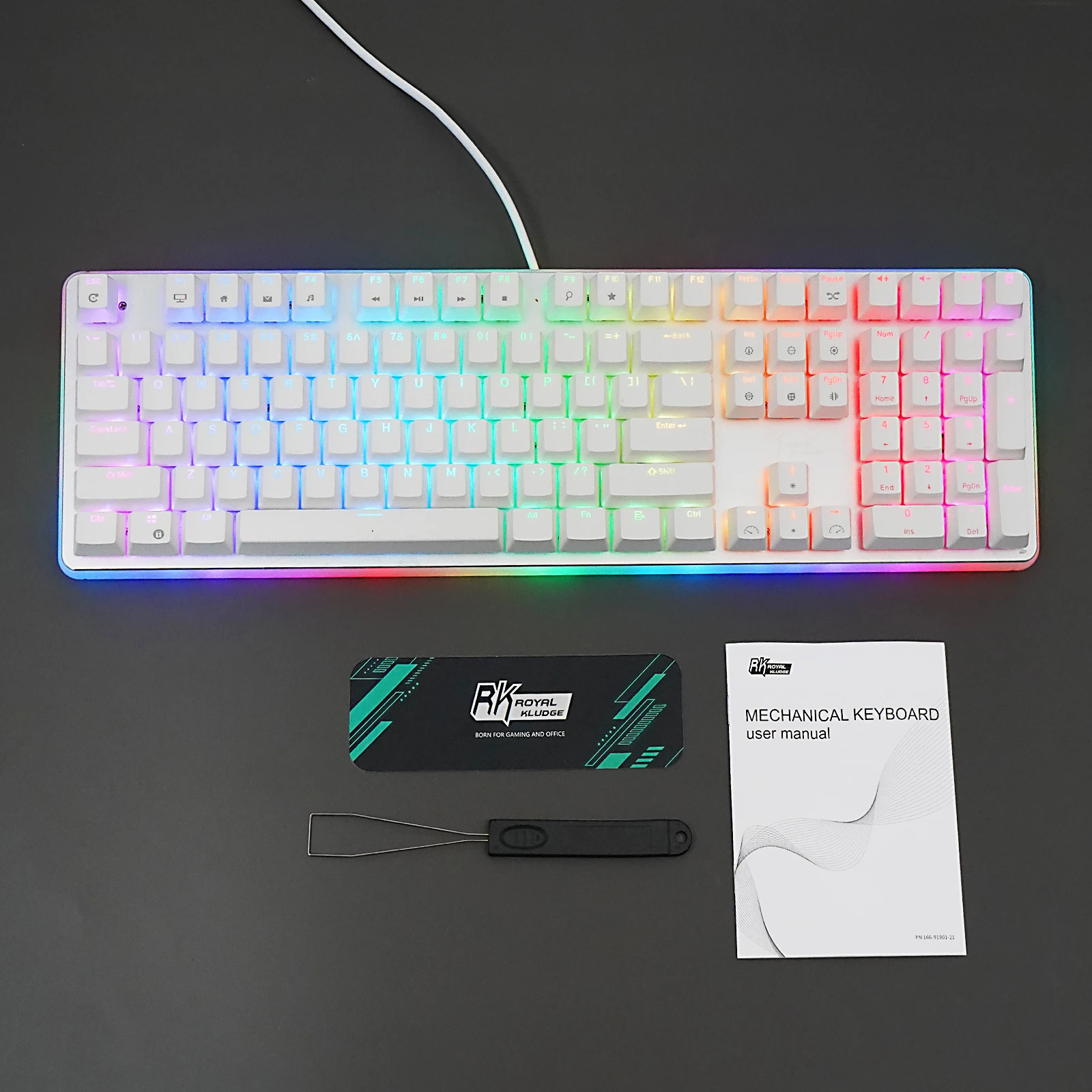 best computer keyboard Official Original RK918 Wired Mechanical Keyboard, RGB Backlit Gaming Keyboard with Large LED Sorrounding Side Lamp,108 Keys desktop computer keyboard Keyboards