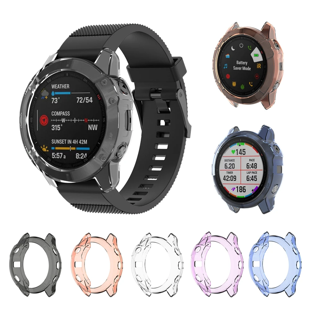 

Protector Case For Garmin Fenix 6 6S 6X Soft Crystal Clear TPU Protection Cover Bumper For Fenix 6X / 6S / 6 Pro Watch Shell