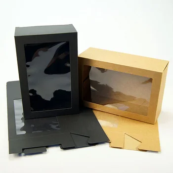 

Kraft Paper Box with Clear Window Bakery Cake Cookies Candy Gift Packaging Box Carton Box WB703