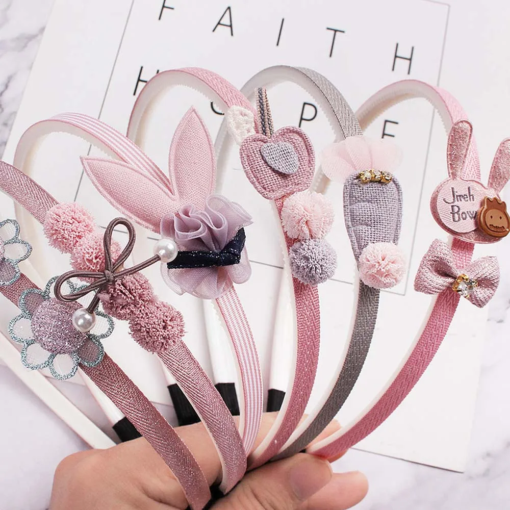 1Pcs Imitation Gauze Bowtie Hairband Cute Kids Cartoon Girls Hair Hoop Headband Headwear Lace Hair Accessories Kid Gifts