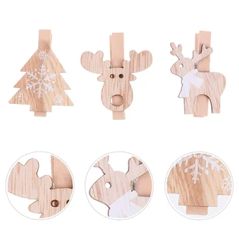 

12Pcs Xmas Wood Clip Chic Nice Fine Safe Holder Clamp Display Clip Hanging Decor