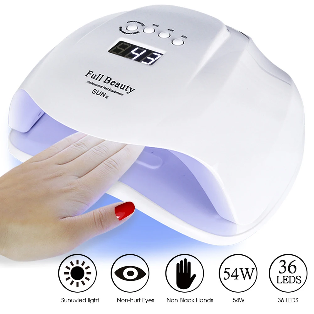 

SUNX 48W 54W Nail Dryer UV LED Nail Lamp Gel Polish Curing Lamp with Bottom 30s/60s Timer LCD Display Lamp for Nail Dryer New