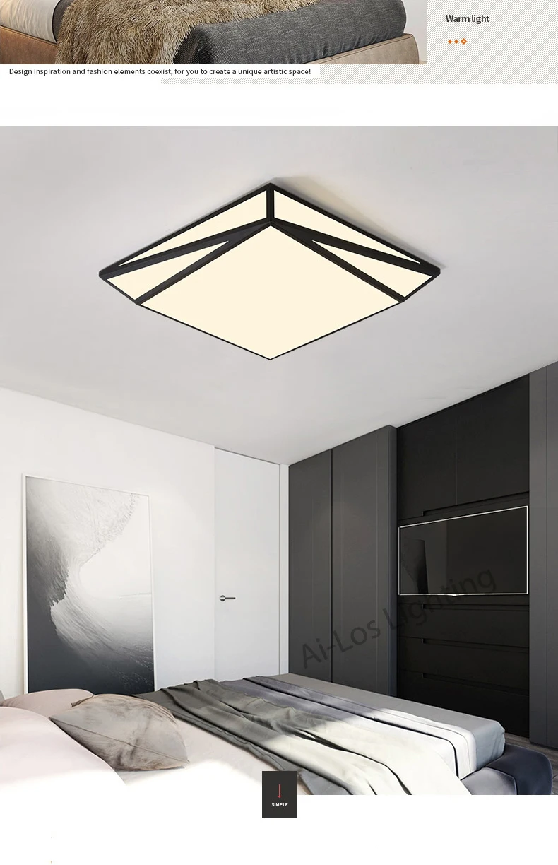 Современные светодиодные потолочные лампы Plafondlamp Освещение Железный акриловый черный/белый Потолочный светильник для гостиной столовой спальни lampara techo