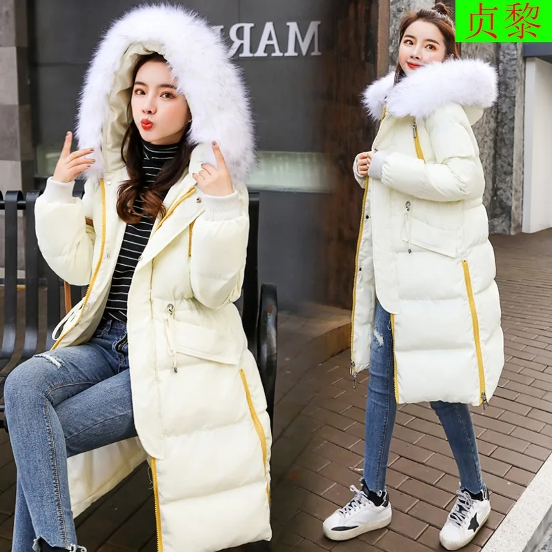 

2018 Winter New Style WOMEN'S Dress Students INS Cotton-padded Jacket Coat Mid-length over-the-Knee down Coat down Feather Cotto