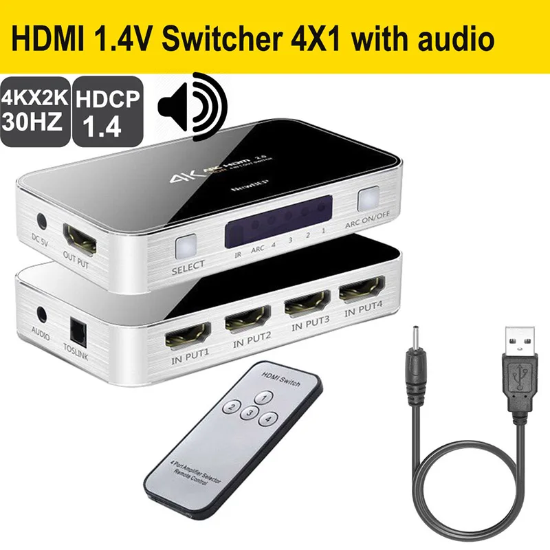 HDMI 2,0 аудио экстрактор HDMI 5.1CH аудио конвертер коммутатор сплиттер HDR HDCP 4k X 2K 3D 1080P HDMI к toslink аудио конвертер