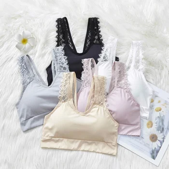 

Female Seamless Bra yoga Beauty Back Wrapped Chest Underwear Breathable Sexy Tube Top Lace Women's Vest Underwear