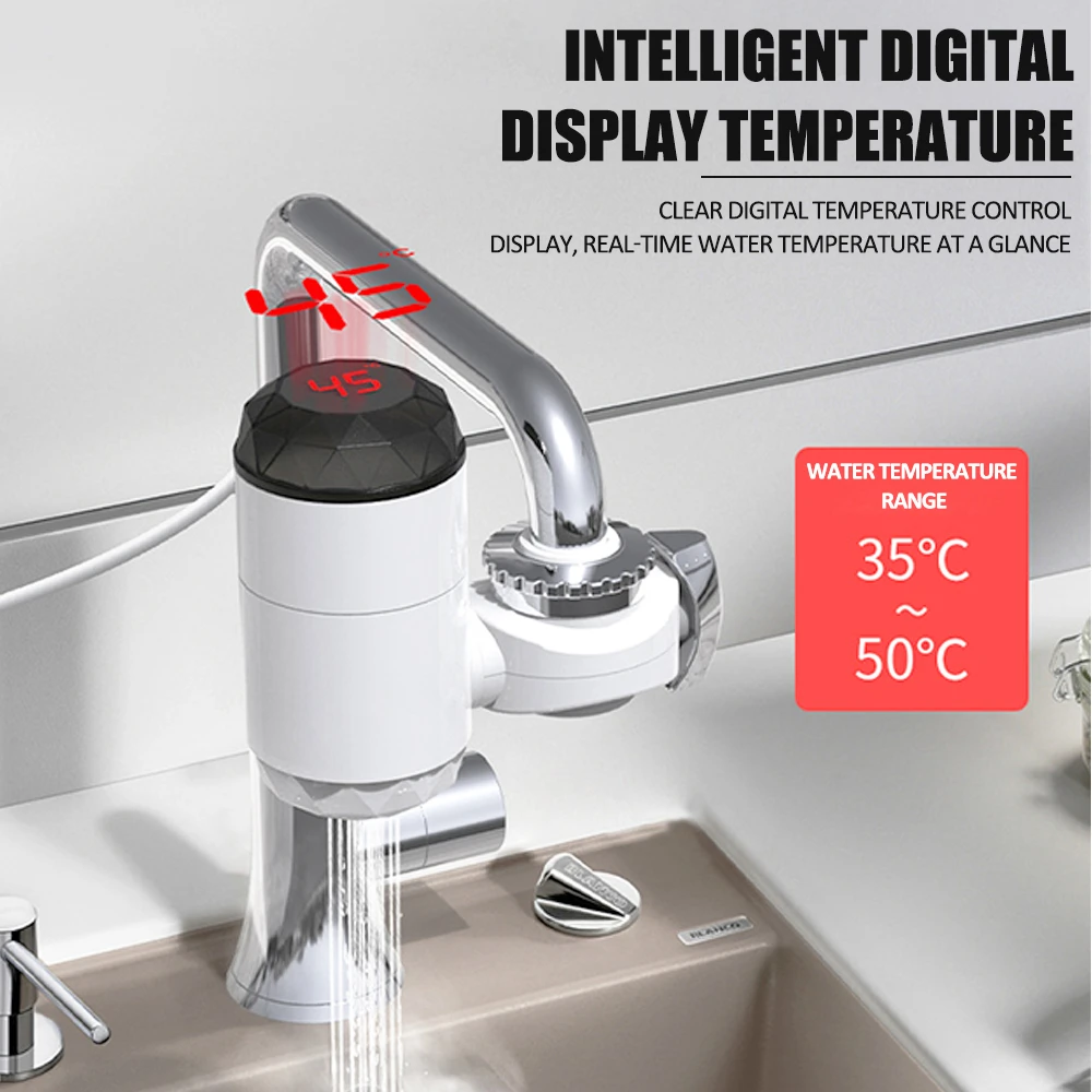 

3000W LED Display Digital Electric Kitchen Water Heating Tap Instant Hot Water Faucet Heating Tankless Water Heater