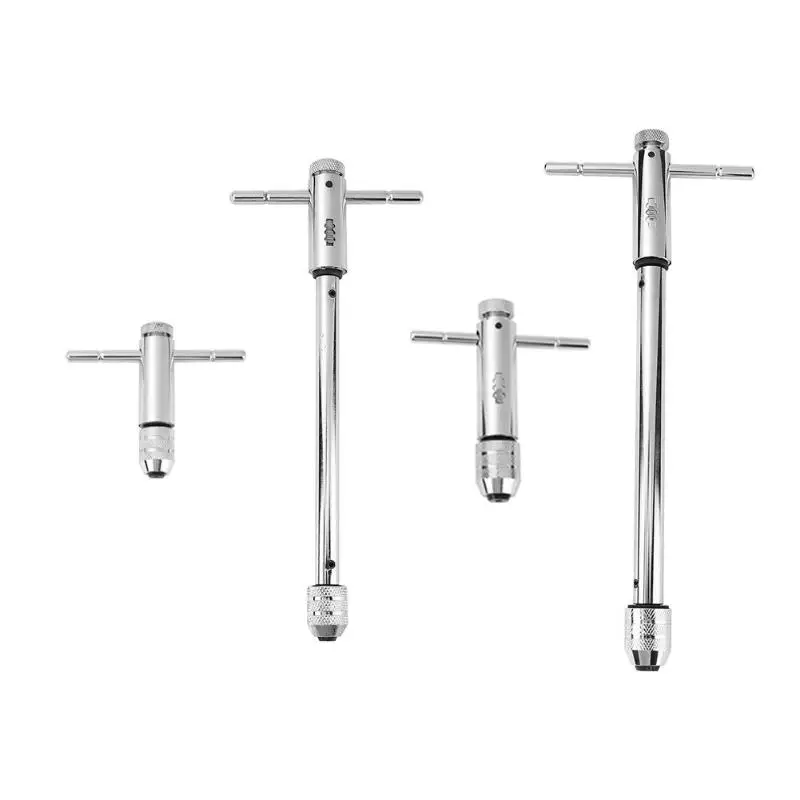 

T Bar Handle Reversible Ratchet Tap Wrench Tapping Tool for Reamer Extractor Spring Lock Prevents T-bar from Falling off