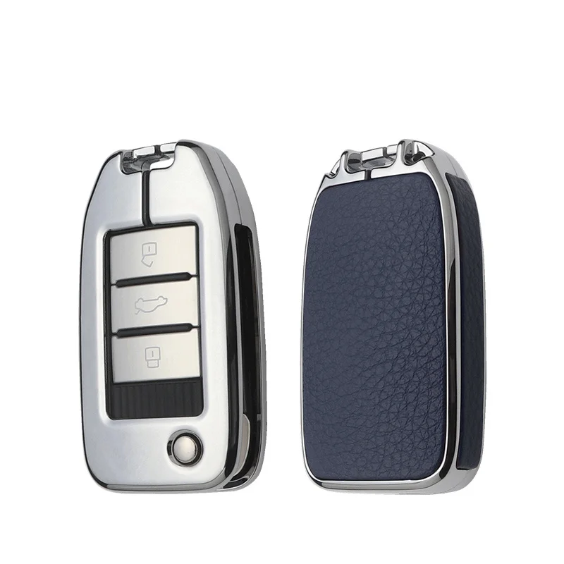 Модный Гальванизированный сплав и кожа автомобильный защитный чехол для ключа для Roewe RX5 для MG ZS 3 кнопки автомобильный Стайлинг крышка авто аксессуары