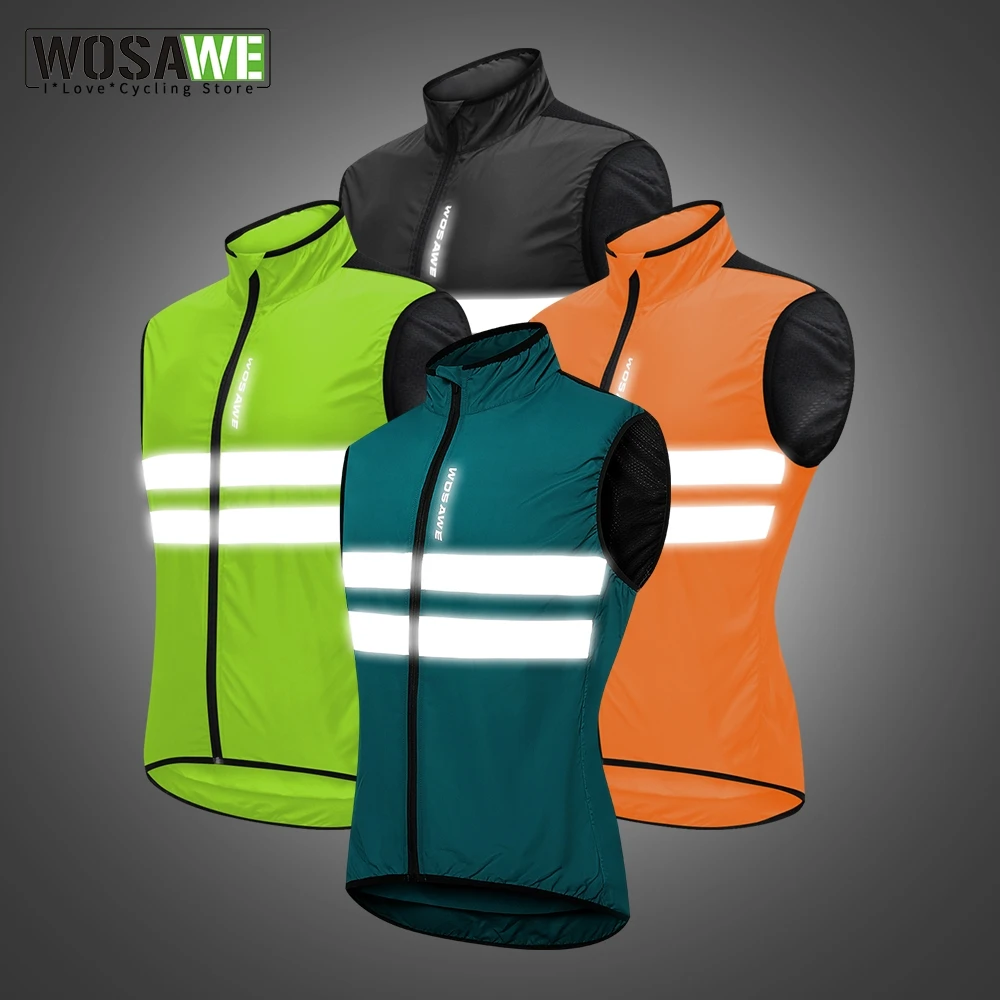 WOSAWE Men's High Visibility Cycling Wind Vest Sleeveless Reflective Bicycle Gilet WOSAWE Men's High Visibility Cycling Wind Vest Sleeveless Reflective Bicycle Gilet