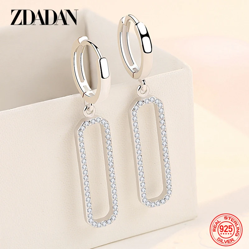 Orecchini pendenti quadrati lunghi in argento Sterling 925 zdhan per regalo di gioielli da sposa moda donna