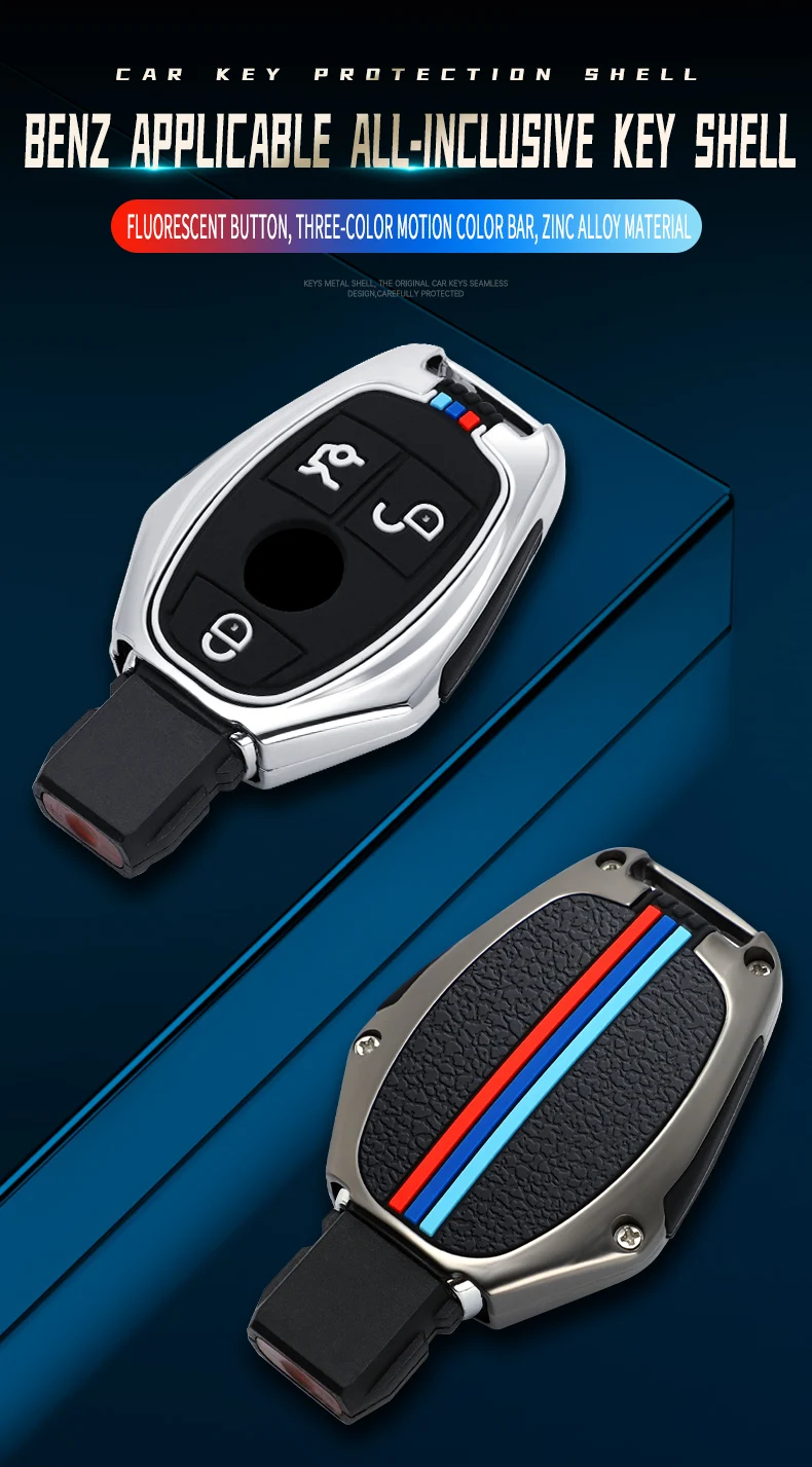 Custodia per chiave A distanza per auto in lega di zinco Shell Fob per Mercedes Benz A B C R classe G GLK GLA CLA W204 W251 W463 W176 accessori - Hb373ef4a3e184971a09d810c83382f8aW
