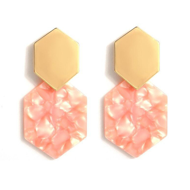 New Korean Acrylic Pink Geometric Earrings for Women Cute Romantic Round Flower Heart Candy Color Fashion Jewelry Brincos