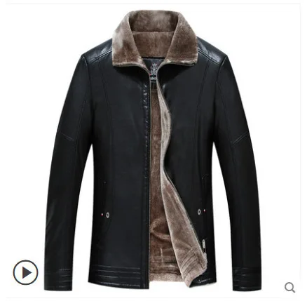 

Middle Age Leather Coat Male Locomotive Youth Coat Trend Plus Cotton Loose Big Size Plus Fat plus Fat Man Pu Jacket Shirt