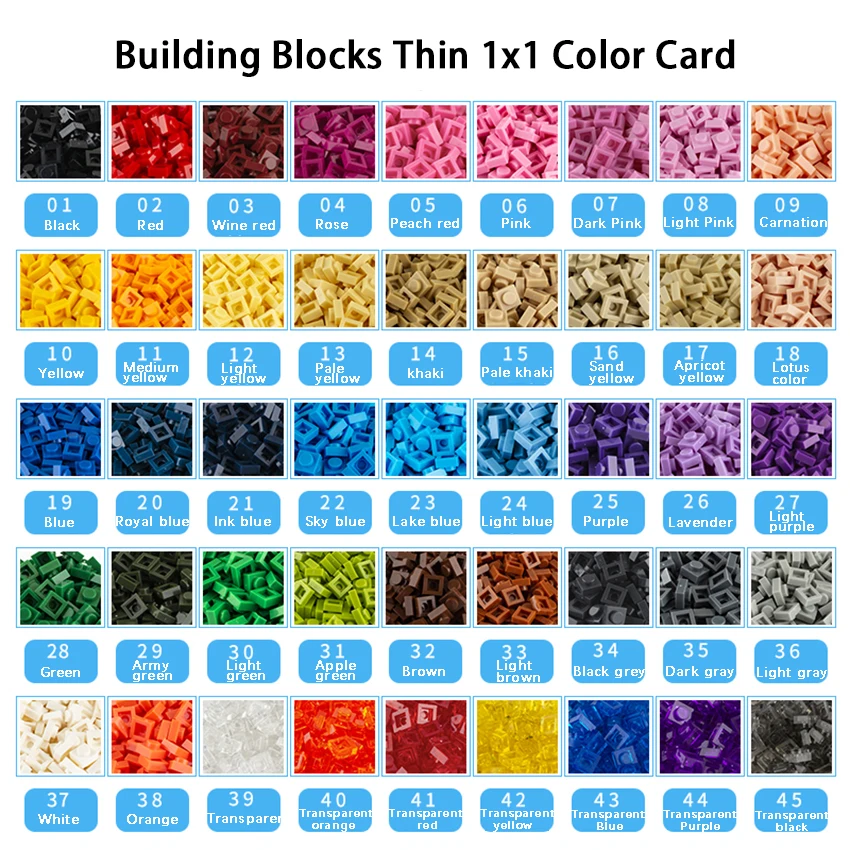 

DOLLRYGA Thin1x1 Building Blocks 3024 Compatible Size 580pcs/bang 45color Children Enlightenment Educational Toy Bulk DIY Bricks