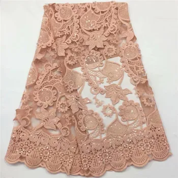 

Grey purple peach 2019 pink Designs French Sequins Cord Lace With Velvet High Quality African Net beads Lace Fabric