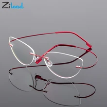 Стильный с кошачьим глазом складной Ультра-легкая память титановый сплав без оправы близорукость очки оптические очки Рамка Мужская оптика очки