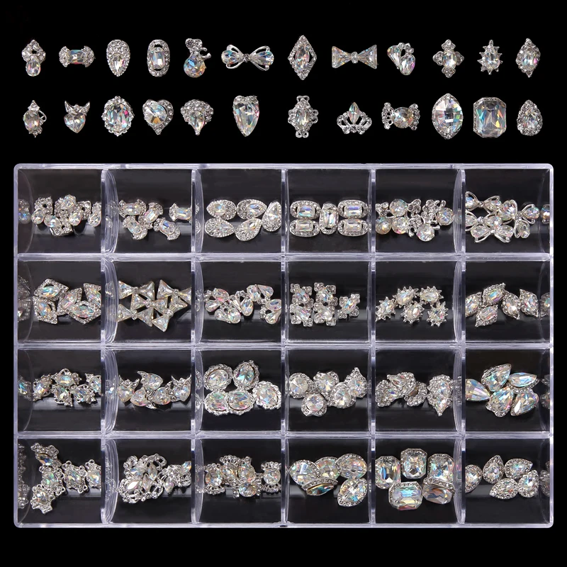 Oversized 120Pcs Nail Charms Gems Rhinestone with Box Nail Art Charm G –  Shanzeey