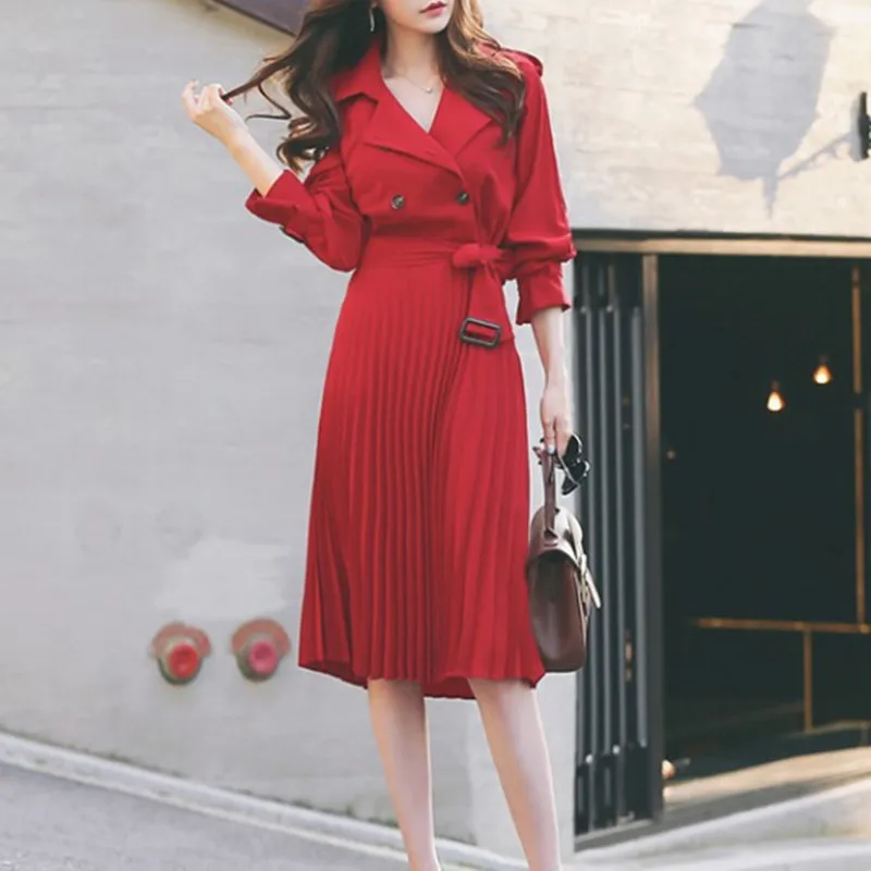 

ZAWFL New Spring Autumn Women Elegant Shirt Dress Turn Down Collar Long Sleeve With Belt Office Lady Dresses Vestidos