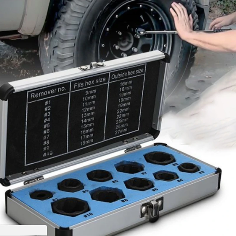 11 pieces / set of damaged bolt and nut remover extractor removal kit sleeve tool belt box | Автомобили и мотоциклы