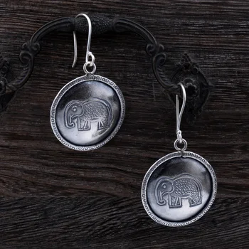 

MYTHIC AGE Real 925 Sterling Silver Vintage Exotic Elephant Drop Dangle Earrings for Women Girls Jewelry Gift