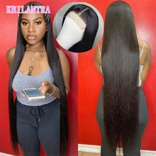 

13X1 Natural Color Lace Frontal Human Hair Wigs Straight Long 180% Density Pre-Plucked T Part Wig For Black Women Brazilian Remy