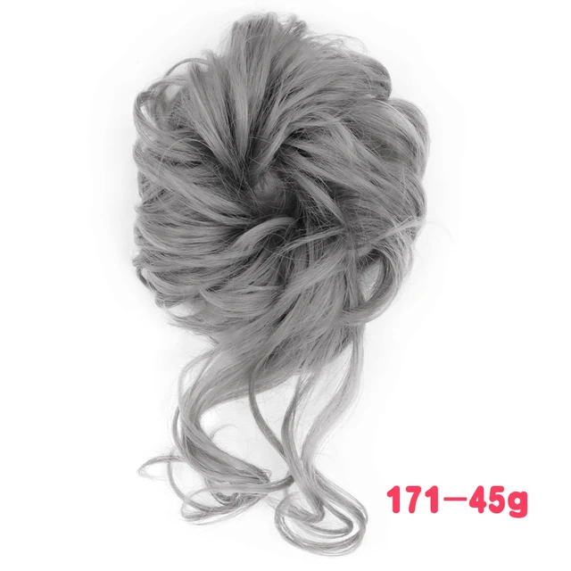 MERISIHAIR Synthetic Girls Curly Scrunchie Chignon With Rubber Band Brown Gray Hair Ring Wrap On Messy Bun Ponytails M-171
