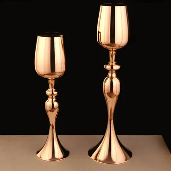 

Gold Candle Holders 50cm/20 Metal Candlestick Flower Vase Table Centerpiece Event Flower Rack Road Lead Wedding Decoration