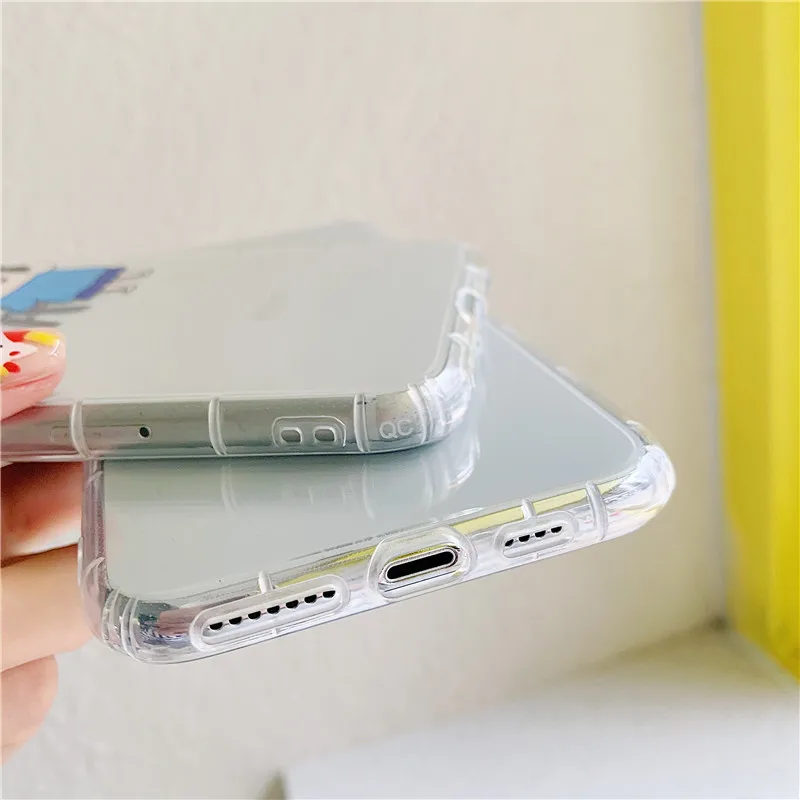 Забавный Мультфильм Crayon Shinchan Телефон чехол для iPhone 6 6S 7 8 Plus X XS MAX XR Чехол Подушка безопасности Прозрачная мягкая Задняя накладка чехла из ТПУ
