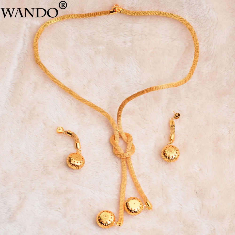 WANDO Дубай, индийский комплект украшений в эфиопском стиле, ожерелье, подвеска, серьги, ювелирные изделия Habesha, для девушек, золотой цветок, африканские свадебные наборы, подарок для женщин