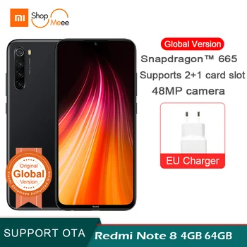 

Global Version Xiaomi Redmi Note 8 4 64GB 48MP Quad cameras Snapdragon 665 Octa Core 6.3 FHD screen 4000mAh Telephone Smartphone