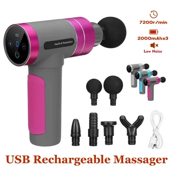 

Therapy Massage Gun Muscle Massager LED Digital Display Body Relaxation Pain Relief Slimming 5 Gear USB Rechargeable Massager