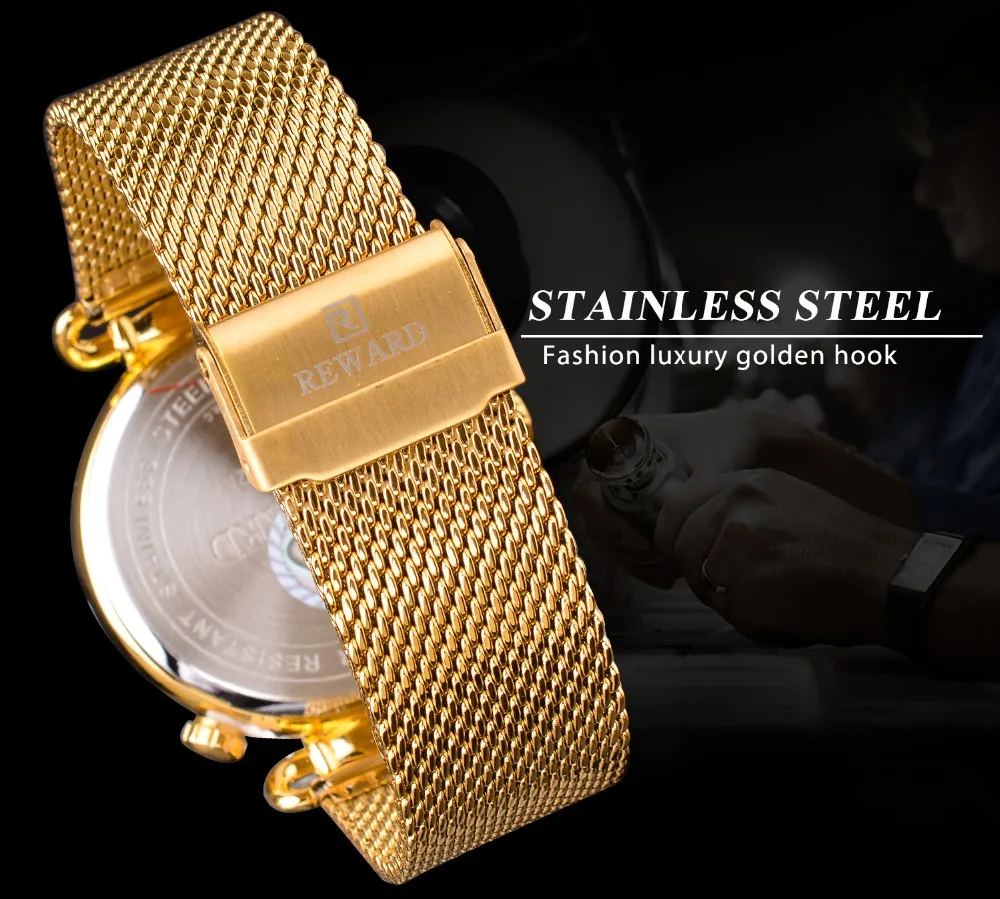 Men Watches 2020 Luxury Top Brand REWARD Gold Watch for Business Quartz Waterproof Wristwatch with Gift Box Montre Homme