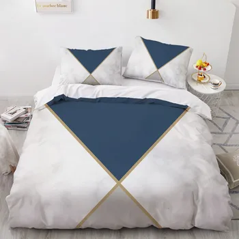 

3D White Bedclothes Custom Design Modern Duvet Cover Sets Marbling Bed Linen Pillow Covers 200*230cm King Full Twin Double Size